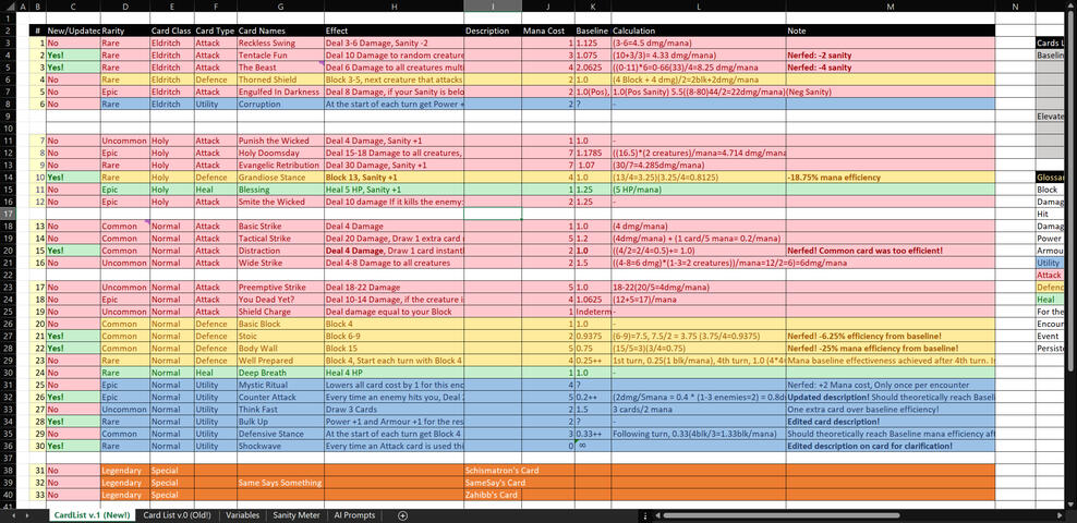 Card List: v1.2(current): Added Card number column, added 'New' column, nerfed overpowered cards found through playtesting