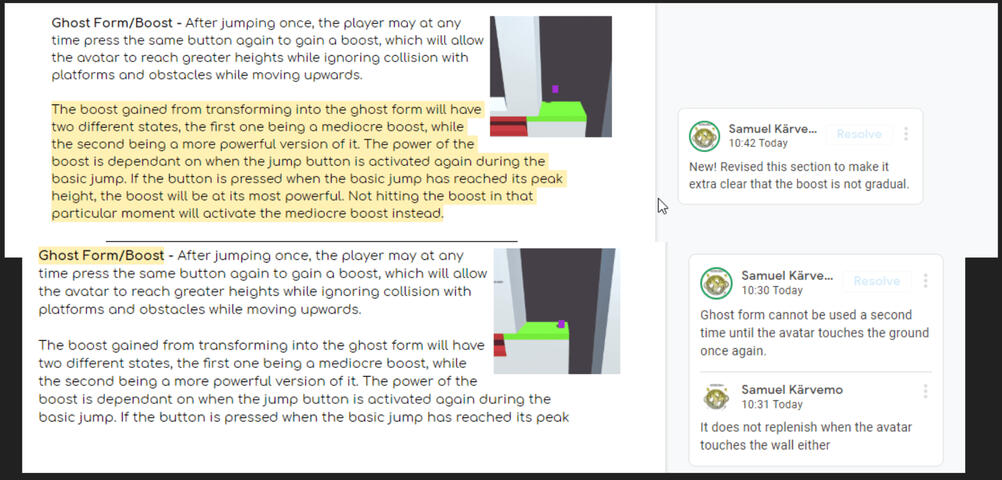 I made use of the comment function to highlight the latest changes in the document.